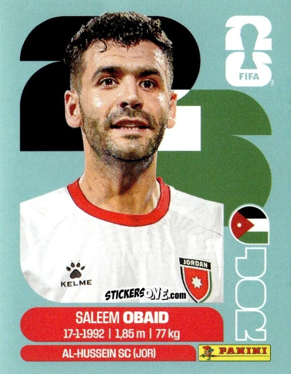 Cromo Saleem Obaid - Fifa World Cup 2026. Standard Edition n. JOR7 - Panini