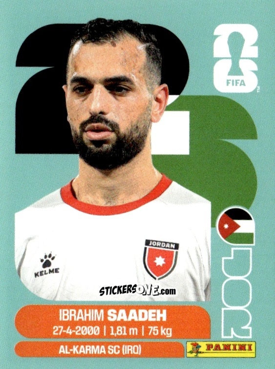 Cromo Ibrahim Saadeh - Fifa World Cup 2026. Standard Edition n. JOR9 - Panini