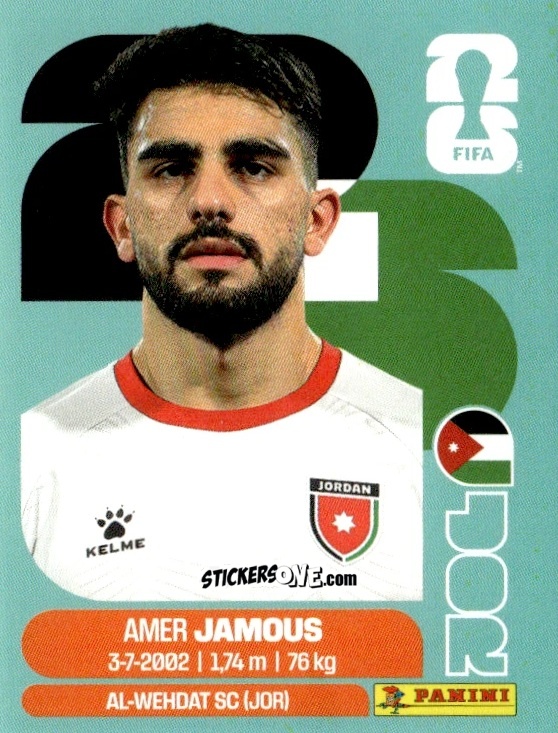 Cromo Amer Jamous - Fifa World Cup 2026. Standard Edition n. JOR14 - Panini