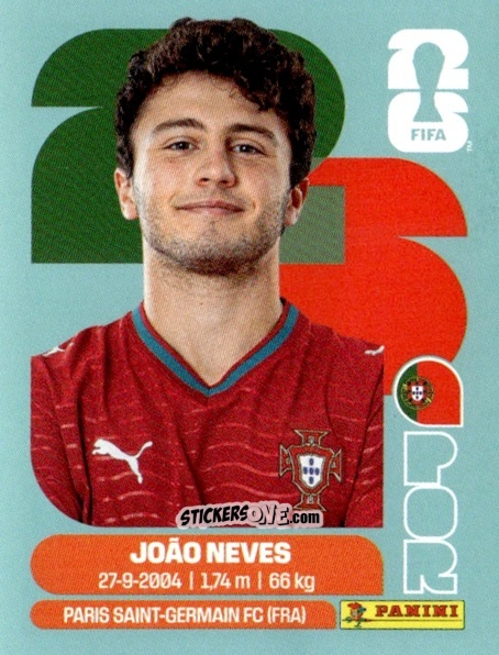 Cromo João Neves - Fifa World Cup 2026. Standard Edition n. POR14 - Panini