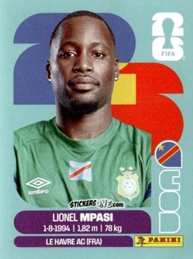 Cromo Lionel Mpasi - Fifa World Cup 2026. Standard Edition n. COD2 - Panini