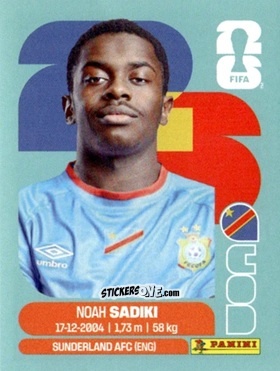 Cromo Noah Sadiki - Fifa World Cup 2026. Standard Edition n. COD12 - Panini