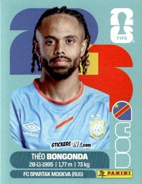 Cromo Théo Bongonda - Fifa World Cup 2026. Standard Edition n. COD14 - Panini