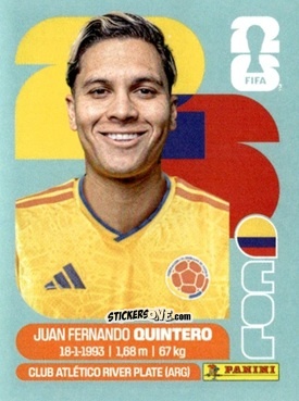 Cromo Juan Fernando Quintero - Fifa World Cup 2026. Standard Edition n. COL15 - Panini