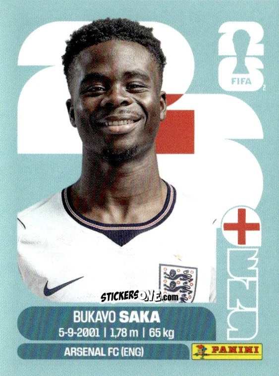 Sticker Bukayo Saka - Fifa World Cup 2026. Standard Edition n. ENG17 - Panini