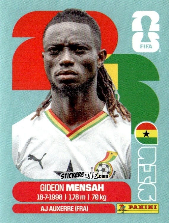Figurina Gideon Mensah - Fifa World Cup 2026. Standard Edition n. GHA7 - Panini