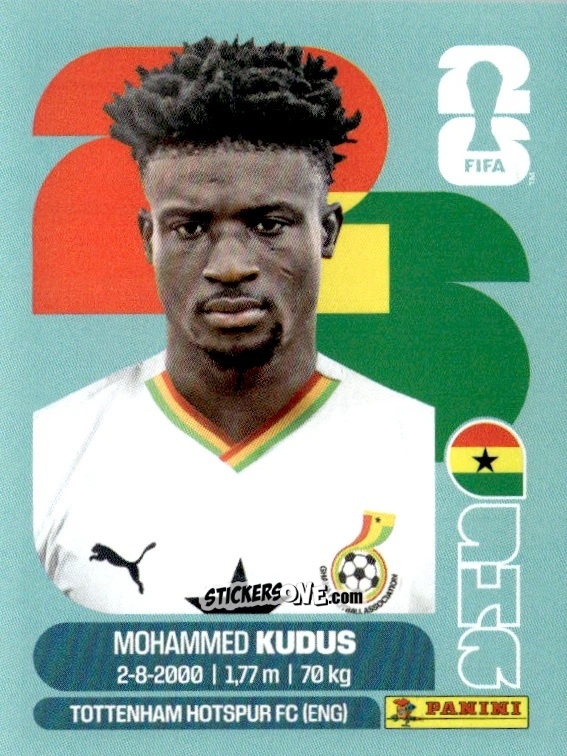 Cromo Mohammed Kudus - Fifa World Cup 2026. Standard Edition n. GHA14 - Panini