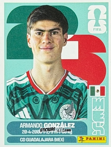 Figurina Armando Gonzalez - Fifa World Cup 2026. Standard Edition n. MEX15U - Panini