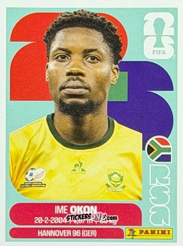 Figurina Ime Okon - Fifa World Cup 2026. Standard Edition n. RSA8U - Panini
