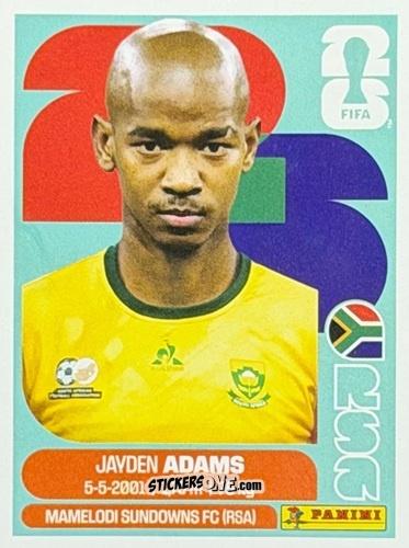 Cromo Jayden Adams - Fifa World Cup 2026. Standard Edition n. RSA16U - Panini