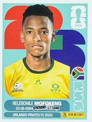 Figurina Relebohile Mofokeng - Fifa World Cup 2026. Standard Edition n. RSA19U - Panini