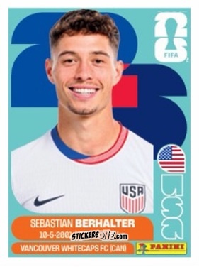 Cromo Sebastian Berhalter - Fifa World Cup 2026. Standard Edition n. USA14U - Panini