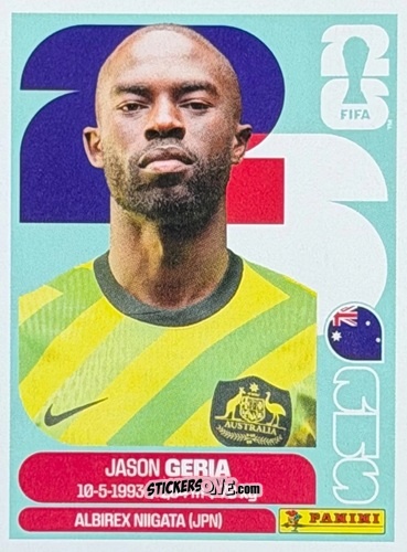 Sticker Jason Geria - Fifa World Cup 2026. Standard Edition n. AUS9U - Panini