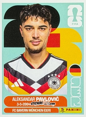 Figurina Aleksandar Pavlović - Fifa World Cup 2026. Standard Edition n. GER16U - Panini