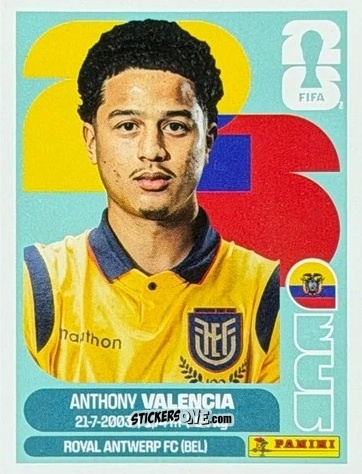 Figurina Anthony Valencia - Fifa World Cup 2026. Standard Edition n. ECU15U - Panini