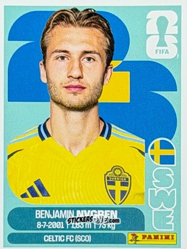 Figurina Benjamin Nygren - Fifa World Cup 2026. Standard Edition n. SWE16U - Panini