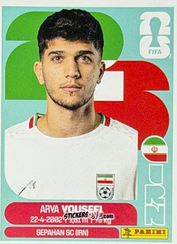 Sticker Arya Yousefi - Fifa World Cup 2026. Standard Edition n. IRN3U - Panini