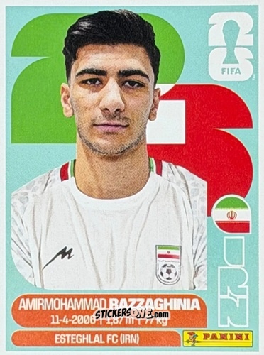 Sticker Amir Razzaghinia - Fifa World Cup 2026. Standard Edition n. IRN14U - Panini