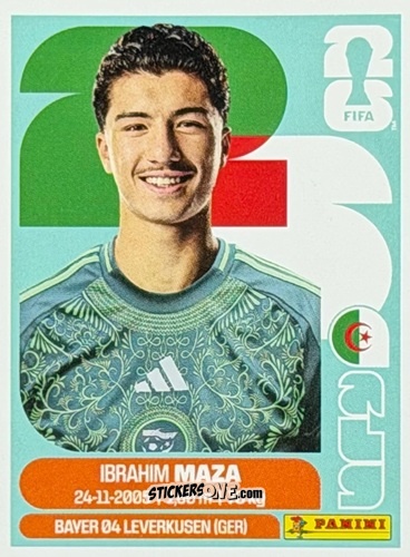 Sticker Ibrahim Maza - Fifa World Cup 2026. Standard Edition n. ALG8U - Panini