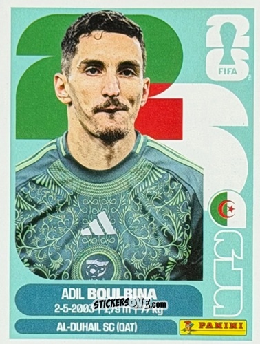 Sticker Adil Boulbina - Fifa World Cup 2026. Standard Edition n. ALG16U - Panini
