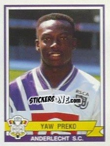 Sticker Yaw Preko - Football Belgium 1993-1994 - Panini