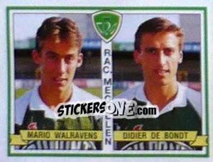 Sticker Mario Walravens / Didier De Bondt - Football Belgium 1993-1994 - Panini