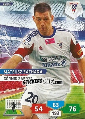 Sticker Mateusz Zachara - T-Mobile Ekstraklasa 2013-2014. Adrenalyn XL n. 26 - Panini