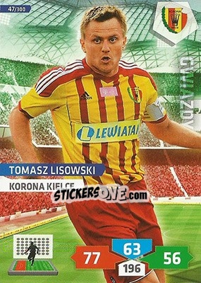 Sticker Tomasz Lisowski - T-Mobile Ekstraklasa 2013-2014. Adrenalyn XL n. 47 - Panini