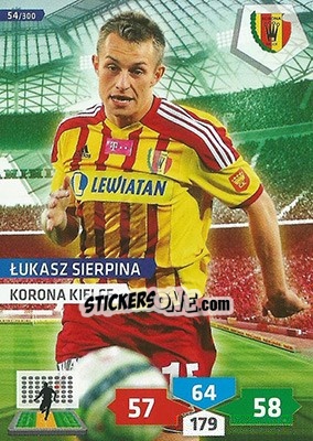 Sticker Lukasz Sierpina - T-Mobile Ekstraklasa 2013-2014. Adrenalyn XL n. 54 - Panini