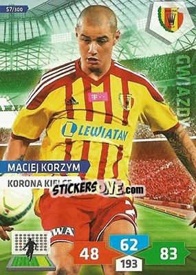 Sticker Maciej Korzym - T-Mobile Ekstraklasa 2013-2014. Adrenalyn XL n. 57 - Panini