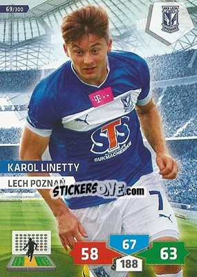Sticker Karol Linetty - T-Mobile Ekstraklasa 2013-2014. Adrenalyn XL n. 69 - Panini