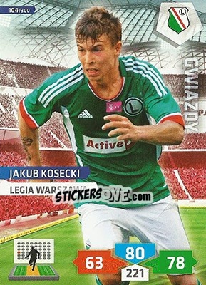 Sticker Jakub Kosecki - T-Mobile Ekstraklasa 2013-2014. Adrenalyn XL n. 104 - Panini