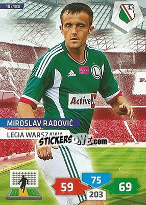 Sticker Miroslav Radovic - T-Mobile Ekstraklasa 2013-2014. Adrenalyn XL n. 107 - Panini