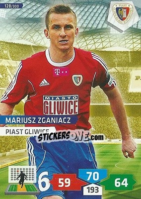 Sticker Mariusz Zganiacz - T-Mobile Ekstraklasa 2013-2014. Adrenalyn XL n. 128 - Panini