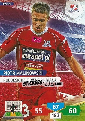 Sticker Piotr Malinowski - T-Mobile Ekstraklasa 2013-2014. Adrenalyn XL n. 139 - Panini