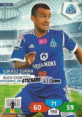 Cromo Lukasz Surma - T-Mobile Ekstraklasa 2013-2014. Adrenalyn XL n. 156 - Panini