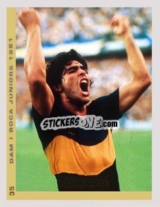 Sticker Maradona Esulta Con La Maglia Del Boca 1981 - Promofigus Maradona El Mejor Jugador Del Siglo n. 35 - NO EDITOR