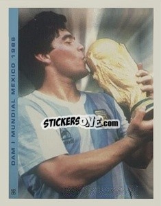 Sticker Maradona Bacia La Coppa Del Mondo - Promofigus Maradona El Mejor Jugador Del Siglo n. 86 - NO EDITOR