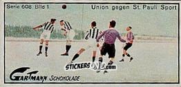 Figurina Union against St. Pauli Sport - Snapshots from Football (608) 1924
 n. 1 - Gartmann Chocolate
