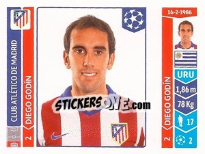 Sticker Diego Godín - UEFA Champions League 2014-2015 n. 40 - Panini