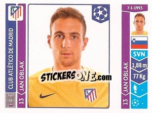 Sticker Jan Oblak - UEFA Champions League 2014-2015 n. 48 - Panini