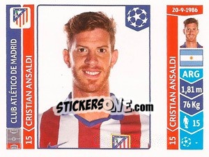 Sticker Cristian Ansaldi - UEFA Champions League 2014-2015 n. 49 - Panini