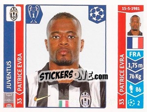 Sticker Patrice Evra - UEFA Champions League 2014-2015 n. 59 - Panini