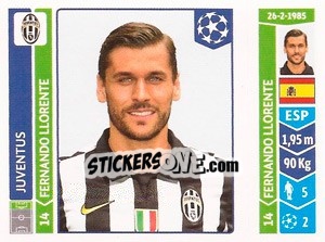 Sticker Fernando Llorente - UEFA Champions League 2014-2015 n. 65 - Panini