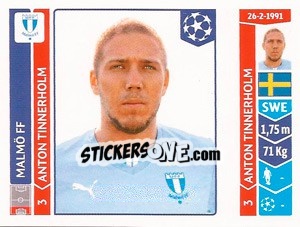 Sticker Anton Tinnerholm - UEFA Champions League 2014-2015 n. 92 - Panini