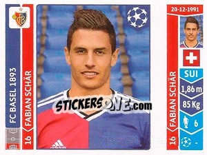 Sticker Fabian Schär - UEFA Champions League 2014-2015 n. 129 - Panini