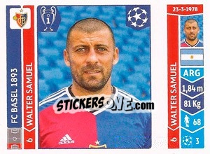 Sticker Walter Samuel - UEFA Champions League 2014-2015 n. 138 - Panini