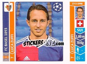 Sticker Luca Zuffi - UEFA Champions League 2014-2015 n. 139 - Panini