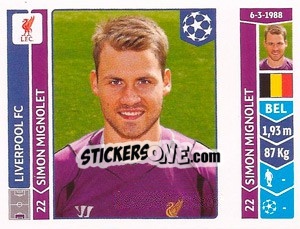 Sticker Simon Mignolet - UEFA Champions League 2014-2015 n. 145 - Panini