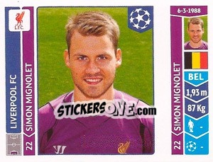 Sticker Simon Mignolet - UEFA Champions League 2014-2015 - Panini